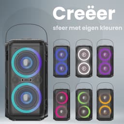 Auronic Partybox - Bluetooth - Party Speaker - Muziek box - Discolichten - USB, AUX en SD-kaart Aansluiting - Zwart — thumbnail 7