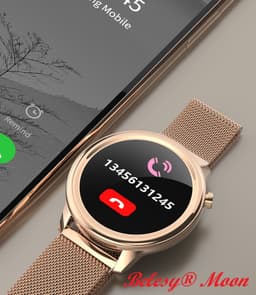 Belesy® MOON - Smartwatch Dames - Horloge - Stappenteller - Lichaamstemperatuur - Bloeddruk - Zuurstofgehalte - Ademhaling - Full Touch - Diverse Wijzerplaten - Mutli sport - Milanees - Staal - Rose Goud - Moederdag — thumbnail 6
