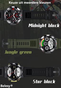 Belesy® AURORA - Smartwatch Heren –Horloge – Stappenteller – Calorieën – Constante Hartslag – Sporten – Bel functie - Je eigen foto als wijzerplaat - Kleurenscherm - Full Touch – Goud/Zwart - Siliconen - Moederdag — thumbnail 6