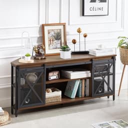 Hoek-tv-standaard tot 60 inch met opbergkasten en stopcontact - bruin — thumbnail 5