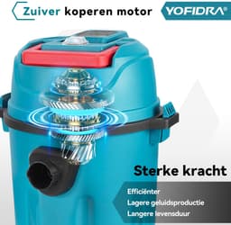 Yofidra Stofzuiger - Draadloze stofzuiger - 35Kpa - 800W - 10 l inhoud - met 2x Accu’s - Accu Steelstofzuiger - voor Tapijt, Dierenharen en Harde Vloeren — thumbnail 6