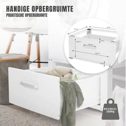 RONN® Wasmachine Verhoger - Wasmachine Verhoger met Lade - Wasmachine Sokkel Met Laadcapaciteit tot 150 KG - Wit - 63cm x 54cm x 32cm ;9kg — thumbnail 3