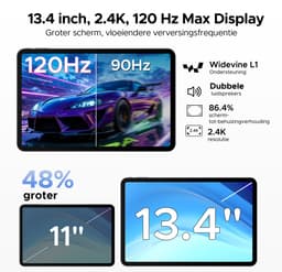 POCKAM P13 Tablets - 48 GB RAM 128 GB ROM - 13,4 inch 2,4K 120 Hz - Android 16 - Gemini AI - 12000 mAh/18 W - Face ID - Widevine L1 - 13 MP + 8 MP camera - Dubbele luidsprekers - Tablet met toetsenbord en pennenhouder - Grijs — thumbnail 7