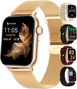 Siltcon® Seréa Smartwatch Dames - Horloge Dames - Stappenteller Horloge Dames - Hartslagmeter - Slaapmonitor - Saturatiemeter - Belfunctie - Geschikt voor iOS/Android - AMOLED - RVS - Elke pols - Incl. 5 Bandjes — thumbnail 1