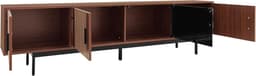 TV-kast - Lowboard Media Console - Woonkamer Entertainment - Led Verlichting App Bediening - 200x35x53 cm - Zwart Hout — thumbnail 6