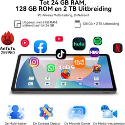 TABWEE Tablet - T50 Tablet - met over-ear hoofdtelefoon - 24GB RAM - 128GB ROM - Android 16 - 11 inch - 8000mAh - WIFI Tablet - OTG - Grijs — thumbnail 7