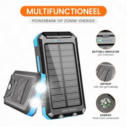 powerbank met zonnepaneel - geschikt voor iphone -geschikt voor samsung- zonneenergie - 10000mah - powerbanks -noodpakket- solar - — thumbnail 5