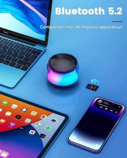 TENZHVXI - Mini Speaker - Bluetooth Speaker Voor Kinderen - Met Lichtjes/Draadloos Stereo - Voor Thuis, Reizen En Feesten Black — thumbnail 4