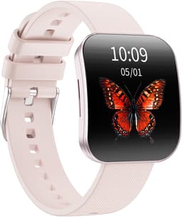 Smartwatch voor Dames en Heren 2025 -1.85inch AMOLED - RVS, Siliconen Bandje - Hartslagmeter - Stappenteller - Slaapmonitor - Multisport - Compatibel met Android en iOS - Waterproof - Zwart en Roze — thumbnail 7