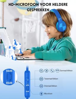 StayPowered Kinderheadset - De Ultieme Veilige en Comfortabele Hoofdtelefoon voor Kinderen - Hoge Audio Kwualiteit - Ingebouwde Volumeregelaar - Verstelbare en Opvouwbaar Ontwerp - Compact Ontwerp - Blauw - Levering Sneller dan Aangegeven — thumbnail 6