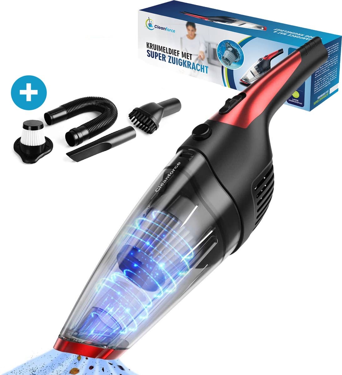Cleanforce Kruimelzuiger snoerloos met extreme zuigkracht - Nat & Droog - Auto Stofzuiger - Voor Thuis & Auto — afbeelding 1