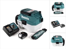 Makita DVC 750 LRT1X3 accu stofzuiger nat- en droogzuiger 18 V draagbaar + 1x 5,0 Ah accu en oplader - zonder accessoires — thumbnail 1
