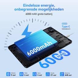 TABWEE Tablet T80 - 18GB RAM - 128GB ROM - 6000mAh - 5G WiFi - Met Toetsenbord(QWERTY) - Muis - Pen - Hoes - Android 16 - Bluetooth 5.0 - Grijs — thumbnail 3