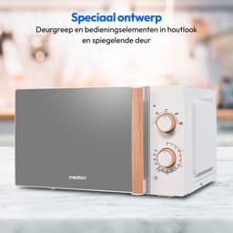 MEDION Magnetron (houtlook, 20 liter, 700 watt, spiegelende deur, 5 vermogensstanden, ontdooifunctie, timer, MD10596) wit — thumbnail 14