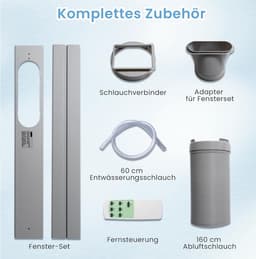 COSTWAY 9000 BTU mobiele airconditioner met luchtafvoerslang, 4 in 1 airconditioner met koeling, ventilator, verwarming & ontvochtiger, koeleenheid met slaapstand, 24 uur timer, afstandsbediening [energieklasse A]. — thumbnail 10