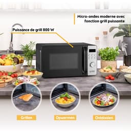 TZS First Austria Magnetron met Grill - 700W/800W - 20L - 8 programma’s - Digitaal - Zwart/RVS — thumbnail 5