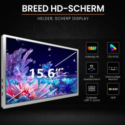 Elcostar Portable Monitor Tri-screen - 15.6 Inch - Full HD 60Hz - Draagbare Monitor - Laptop Scherm Uitbreider - Inclusief kabels en beschermhoes - Grijs - zilver — thumbnail 6
