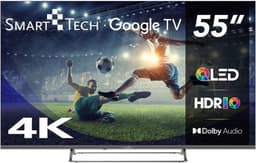 Smart Tech 55QG02V Smart TV 55 Inch 4K Ultra HD QLED Display Google TV-systeem Dolby Audio HDR10 Klasse E kleur Grijs — thumbnail 1