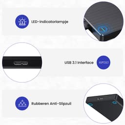 Elcostar Externe harde schijf 1TB - HDD - Harde schijf extern - Externe harde schijven - Geschikt voor Windows, Mac & Smartphone - Inclusief USB kabel — thumbnail 2