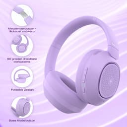 PowerLocus - Universe - Active Noise Cancelling Koptelefoon - Hybric ANC mode - 60+ uur batterijduur - Over-Ear - Microfoon - Koptelefoons - Deep Bass Modi - Purple — thumbnail 9