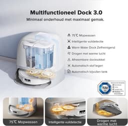 Roborock Qrevo Curv – Robotstofzuiger met dweilfunctie – 18500 Pa zuigkracht – Zelfreinigend dock & AI-navigatie – Dual Anti-Tangle-systeem – AdaptiLift-chassis – 75 ℃ warmwater mopwas – Intelligente vuildetectie & spraakassistent – Wit — thumbnail 3