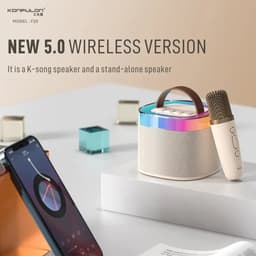 Viatel Creatieve Rgb Kleurrijke Verlichting Mini Karaoke Draagbare Draadloze Bluetooth Speaker Met Microfoon Outdoor Stereo Subwoofer — thumbnail 19