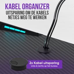 Avalo Gaming Bureau - 140x60x73 CM - Game Desk Met LED Verlichting - Gaming Desk - Tafel - Zwart — thumbnail 5