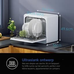 AMA® Mini Vaatwasser - Vaatwasser - Tafelvaatwasser - 5 Liter Watertank - Wit — thumbnail 4