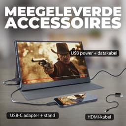 Denver Portable Monitor - Full HD - 15.6" - Draagbare Monitor - Lederen Hoes - HDMI - USB-C - PMO15604 — thumbnail 5