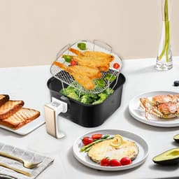 Grillrooster - Grillrooster voor airfryer - Geschikt voor grillroosters van heteluchtfriteuses - Geschikt voor Cosori 5.5L, 6.4L, XXL, Ninja Speedi AF180EU, Philips XXL airfryers, enz. - Roestvrij staal — thumbnail 7