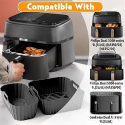 Heteluchtfriteuse Accessoires Gescht voor Philips Dual Basket Airfryer 3000-serie 6L/3L - 23pcs Airfryer Siliconen vorm Accessoireset - Grillrooster, Cake Broodvorm voor Philips Airfryer Dual Basket(grijs) — thumbnail 5