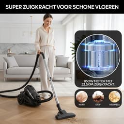 AG3400 Stofzuiger Zonder Zak - Stofzuigers - Vacuum Cleaner Zakloos - Geschikt Voor Dierenharen - Extra Lange Kabel - 850W - Sterke Zuigkracht - Black Edition — thumbnail 8