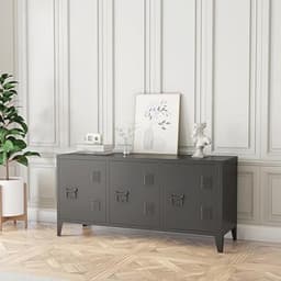 TV meubel zwart met 3 deuren - Lowboard 113x40x58 cm — thumbnail 2