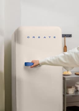 CREATE - Koelkast in retrostijl - Gebroken wit - Handvat Kobaltblauw - FRIDGE RETRO 281L — thumbnail 6
