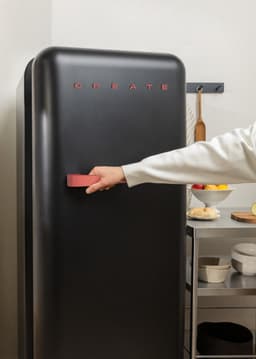 CREATE - Koelkast in retrostijl - Zwart - Handvat Terracotta - FRIDGE RETRO 281L — thumbnail 5