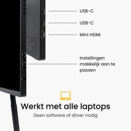 Blerron Flow - Portable Monitor - HD - 16 Inch - Draagbare Monitor - Beeldscherm - Incl. Monitor en Laptop Standaard - 1920x1200 FHD — thumbnail 3