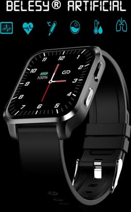 Belesy® ARTIFICIAL - Smartwatch Dames - Smartwatch Heren - Horloge - 1.70 inch – kleurenscherm – Stappenteller – Calorieën - Gezondheidsindicatoren – Je eigen foto als wijzerplaat - Leer – Bruin – Zwart - Moederdag — thumbnail 9