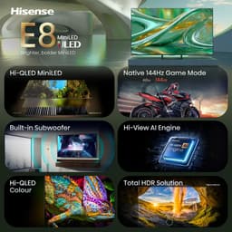 Hisense 55E8S SmartTV - 55 inch - 4K Hi-QLED MiniLED - 2026 - 600 nits - Native 144Hz Game Mode - Built-in Subwoofer - Hi-View AI Engine - Hi-QLED Colour - Total HDR Solution — thumbnail 9