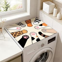 Wasmachine Droger Mat - Apparaat Beschermer - Apparaten Beschermen - Waterabsorberend Antislip - 60 x 50 cm - Groen Blad Patroon — thumbnail 5