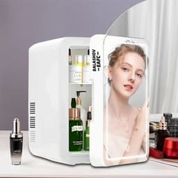DIMICO - Mini Koelkast met Spiegel en Verlichting - Skincare Fridge Elektrisch - 6L - Wit - Make Up en Beauty - Compact Design — thumbnail 7