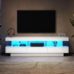 Tv-kast Hoogglans - Media Meubel - Entertainment Opslag - App Bedienbare LED - 160x38x50.5 cm - Wit — thumbnail 1