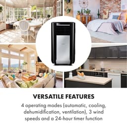 Klarstein airconditioner, 5-in-1 mobiele airconditioner, luchtontvochtiger, ventilator, nachtmodus, antibacteriële luchtreiniger, zeer stille & mobiele airconditioner met luchtafvoerslang, 15000 BTU, pikzwart,4 kW voor 72 m² - Afstandsbediening — thumbnail 23