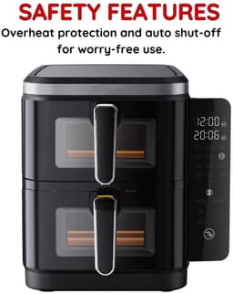 Comfy Nest CN-06184 - 2800W Airfryer - 11L - Dubbele Mand - Digitaal Opvouwbaar Zijpaneel - Kijkvenster — thumbnail 4