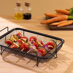 Navaris anti-aanbak grillmand voor oven - Non-stick grillrek voor olievrij frituren, nuggets, vlees, vis of groentes roosteren - Frituurmand — thumbnail 7