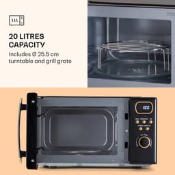 Klarstein Magnetron met Grill, 800 W, 20 Liter, 3-in-1 RVS Zwart, Met Ontdooien en Pizzafunctie, Draaiplateau, Compact - voor Keuken - Bruin - Microwave Combimagnetron Microgolfoven Microwave Oven — thumbnail 3
