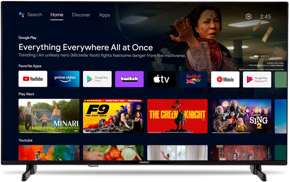 MEDION 100.3 cm 40" Full HD TV Android TV Smart TV HDR Prime Video PVR Bluetooth, MD840100 — afbeelding 1