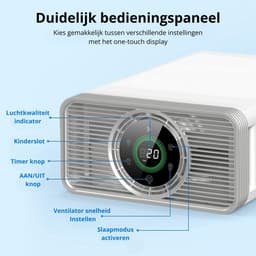 Luchtreiniger Cityline Pro - Air purifier - Luchtfilter - Ruimtes tot 25 m² - Stil - CADR van 200 m³ per uur - Geavanceerd 4 laags HEPA filter - Auto modus & Luchtkwaliteit sensor - LED display - Wifi functionaliteit - Slaapstand - Timer — thumbnail 3