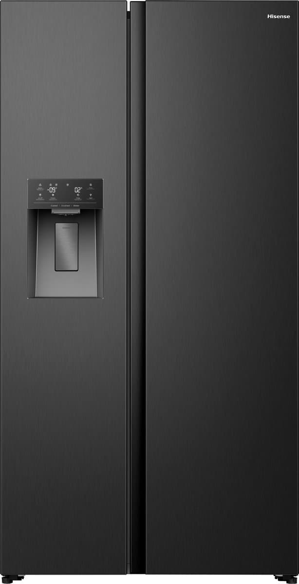 Hisense RS5P528STFE - Amerikaanse koelkast – Zwart - No-Frost - 178 cm hoog - 528 liter - Energielabel E - Invriesvermogen 10 kg/24u - Geluidsniveau 40 dB(A) - IJs- en waterdispenser - LED Display - FastFreeze - Deuralarm - Interverter Compressor — afbeelding 1