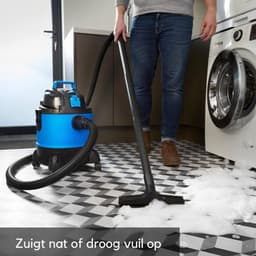 Quvo® Bouwstofzuiger Zonder Zak - Alleszuiger Met Accessoires - Waterzuiger Met 20 Liter Reservoir - Stofzuiger - Met Waterfilter En Blaasfunctie – 1250W - Voor Binnen en Buitenreiniging - Blauw - 33 x 34 cm x 45 cm — thumbnail 6