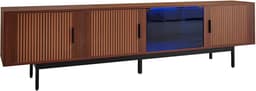 TV-kast - Lowboard Media Console - Woonkamer Entertainment - Led Verlichting App Bediening - 200x35x53 cm - Zwart Hout — thumbnail 5